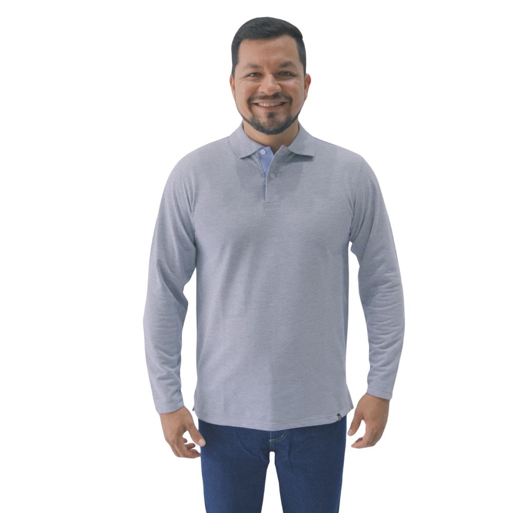 polo-gris Polo hambar gris manga larga - Imagen 1